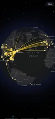 Haunts iOS app showing flights world map
